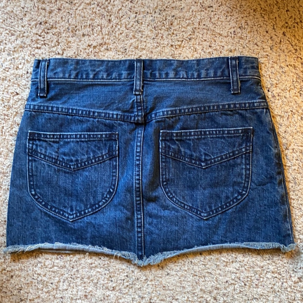 Free People Denim Jean Cut Off Raw Hem Mini Skirt - Picture 14 of 16